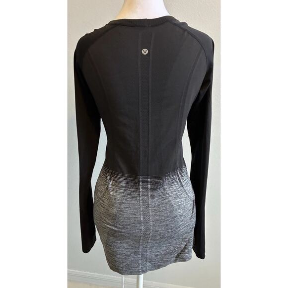 Lululemon Swiftly Tech Long Sleeve Crew Top Size 10 Black White Ombre Activewear - Picture 8 of 16